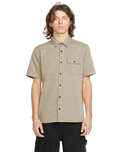 The Volcom Mens Trade Stone Shirt in Light Khaki