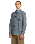 The Volcom Mens Levelstone Shirt in Blue Wash