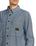 The Volcom Mens Levelstone Shirt in Blue Wash