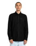 The Volcom Mens Caden Solid Shirt in Antique Black