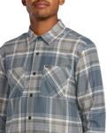 The Volcom Mens Netastone Flannel Shirt in Dark Slate