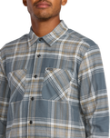 The Volcom Mens Netastone Flannel Shirt in Dark Slate
