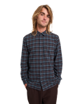 The Volcom Mens Caden Plaid Shirt in Raisin
