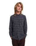 The Volcom Mens Caden Plaid Shirt in Raisin