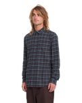 The Volcom Mens Caden Plaid Shirt in Raisin