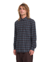 The Volcom Mens Caden Plaid Shirt in Raisin