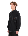 The Volcom Mens Levelstone Shirt in Black & White