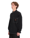 The Volcom Mens Levelstone Shirt in Black & White