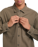 The Volcom Mens Levelstone Shirt in Earth