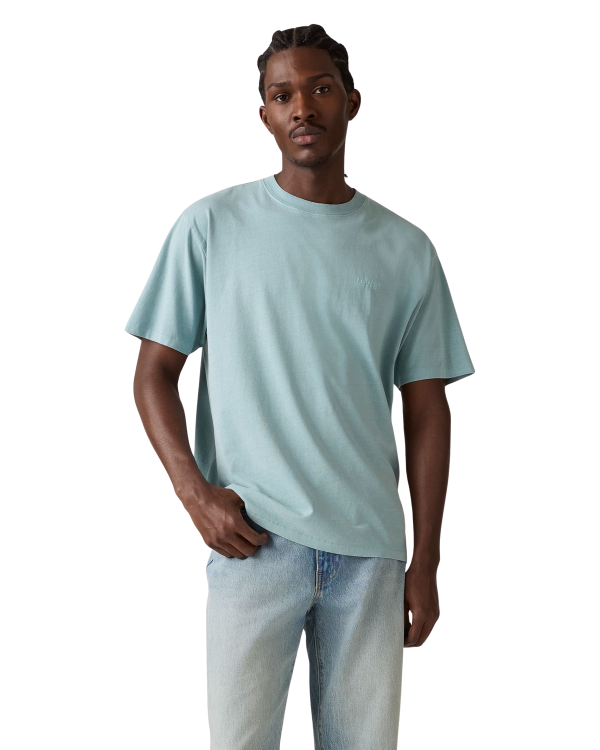 The Levi's® Mens Red Tab™ Vintage T-Shirt in Garment Dye Stone Blue Jersey