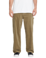The Volcom Mens Kraftsman Corduroy Trousers in Khaki