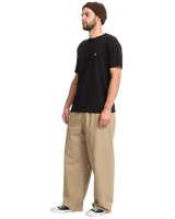 The Volcom Mens Baggos Pleat Trousers in Khaki