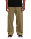 The Volcom Mens Frickin Loose Tapered Cord Trousers in Khaki
