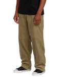 The Volcom Mens Frickin Loose Tapered Cord Trousers in Khaki