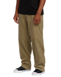 The Volcom Mens Frickin Loose Tapered Cord Trousers in Khaki