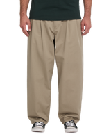 The Volcom Mens Holter Pleat Trousers in Khaki
