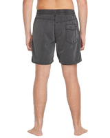 The Volcom Mens Center Elastic Waist Swimshorts in Black
