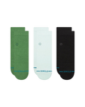 Icon Quarter Socks (3 Pack) in Green