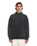 Single Stone 1/4 Zip Sweatshirt in Light Acid Black