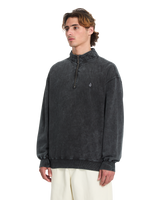 Single Stone 1/4 Zip Sweatshirt in Light Acid Black