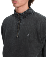 Single Stone 1/4 Zip Sweatshirt in Light Acid Black