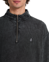 Single Stone 1/4 Zip Sweatshirt in Light Acid Black