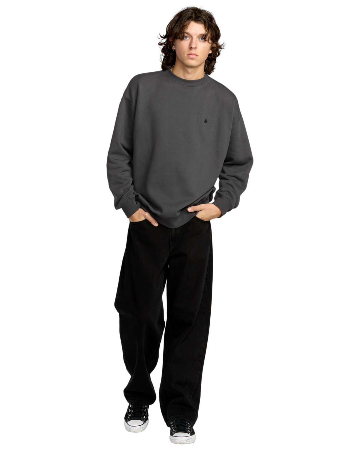 The Volcom Mens Single Stone Sweatshirt in Antique Black