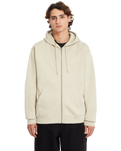 The Volcom Mens Single Stone Zip Hoodie in Light Khaki