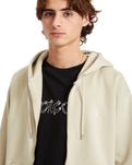 The Volcom Mens Single Stone Zip Hoodie in Light Khaki