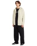 The Volcom Mens Single Stone Zip Hoodie in Light Khaki