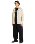 The Volcom Mens Single Stone Zip Hoodie in Light Khaki