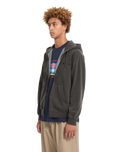 The Volcom Mens Single Stone Zip Hoodie in Rinsed Black