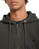 The Volcom Mens Single Stone Zip Hoodie in Rinsed Black