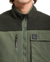 The Volcom Mens Storm Stone Fleece Jacket in Rinsed Black