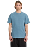 The Volcom Mens Solid Stone Embroidery T-Shirt in Blue Wash