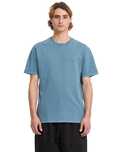 The Volcom Mens Solid Stone Embroidery T-Shirt in Blue Wash