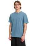 The Volcom Mens Solid Stone Embroidery T-Shirt in Blue Wash