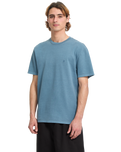 The Volcom Mens Solid Stone Embroidery T-Shirt in Blue Wash
