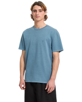 The Volcom Mens Solid Stone Embroidery T-Shirt in Blue Wash
