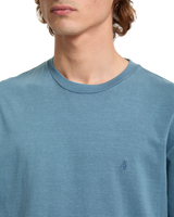 The Volcom Mens Solid Stone Embroidery T-Shirt in Blue Wash