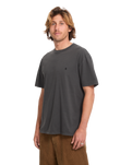 The Volcom Mens Solid Stone Emb T-Shirt in Black