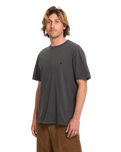 The Volcom Mens Solid Stone Emb T-Shirt in Black
