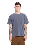 The Volcom Mens Solid Stone Emb T-Shirt in Storm Blue