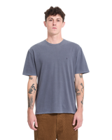 The Volcom Mens Solid Stone Emb T-Shirt in Storm Blue