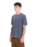 The Volcom Mens Solid Stone Emb T-Shirt in Storm Blue