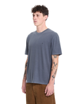 The Volcom Mens Solid Stone Emb T-Shirt in Storm Blue
