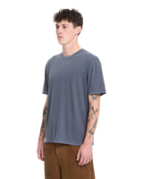 The Volcom Mens Solid Stone Emb T-Shirt in Storm Blue