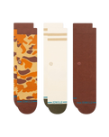 The Stance Mens Camo Crew Socks (3 Pack) in Brown