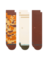 The Stance Mens Camo Crew Socks (3 Pack) in Brown