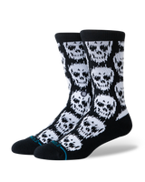 The Stance Mens Static Skull Crew Socks in Black